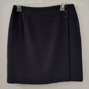 Vintage Y2K MT Studio Black Wool Mini Wrap Skirt Evening & Office – Women’s 10